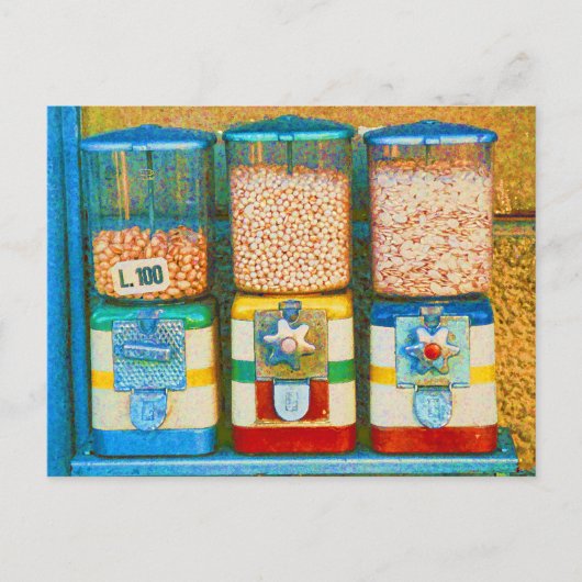 レトロイタリアンカラフルナットディスペンサ1950sスタイル ポストカード (正面)