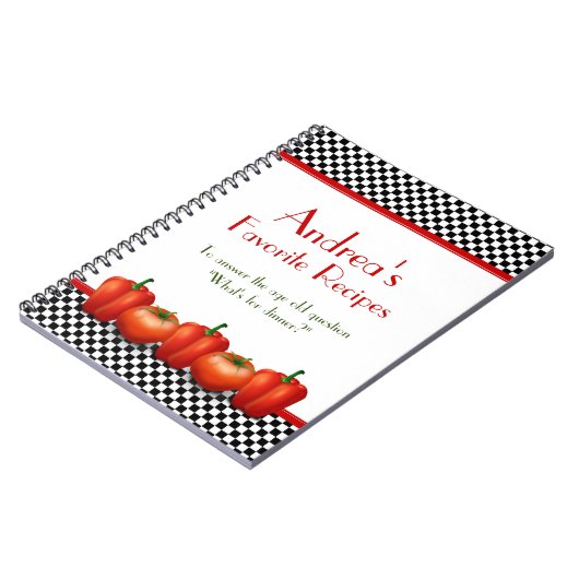 レトロイタリアンキッチンパーソナライズされたレシピ手帳 ノートブック (左側)