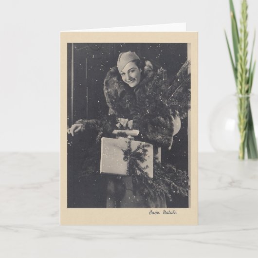 レトロイタリアンブオンナターレクリスマスカード シーズンカード (正面)
