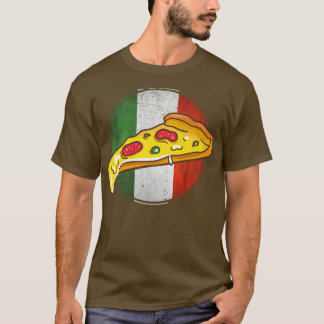 レトロイタリアン国旗イタリアのピザスライスおもしろいイタリア Tシャツ