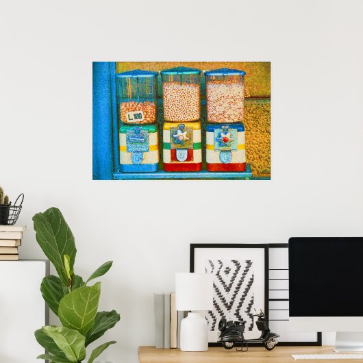 レトロイタリアン1950年代ナット自動販売機 ポスター (ホームオフィス)