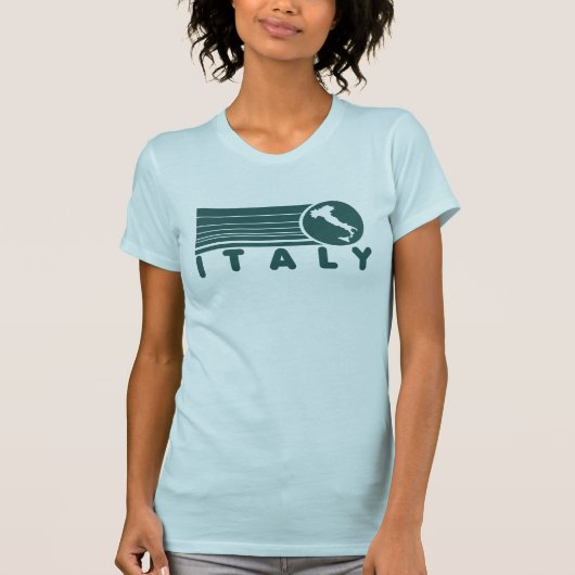 レトロイタリア婦人用ブルーTシャツ Tシャツ (正面)