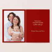 レトロイメージホリデーツリー写真テンプレートクリスマス 箔カード (内部)