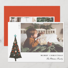 レトロイラストのクリスマスツリー モダン シーズンカード