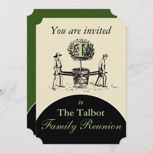 レトロイラストレーションガーデナーズツリーファミリー懇親会I 招待状 (正面/裏面)