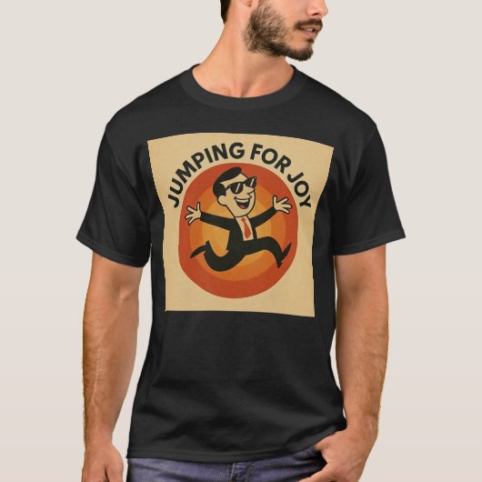 レトロイラスト キャラクター が飛び跳ねてます Tシャツ (正面)
