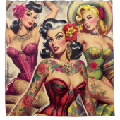 レトロインキガール シャワーカーテン (正面)