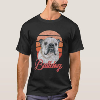 レトロイングリッシュブルドッグかわいい犬のオーナーメンズ女性 Tシャツ