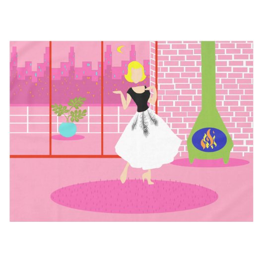 レトロインザピンクテーブルクロス テーブルクロス (正面(横))