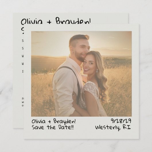 レトロインスタントカメラ写真QRで日付を保存 セーブザデート (正面/裏面)