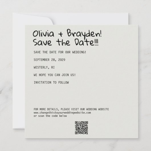 レトロインスタントカメラ写真QRで日付を保存 セーブザデート (裏面)