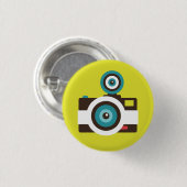 レトロインスタントカメラ（白/茶色）ボしゃれているタン 缶バッジ (正面&裏面)