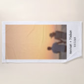 レトロインスタント写真カスタム名モダン ビーチタオル (正面)