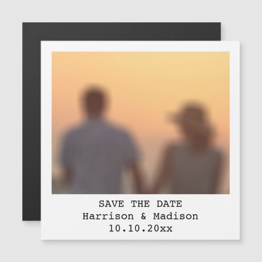 レトロインスタント写真名日付マグネットを保存 (正面/裏面)