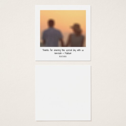 レトロインスタント写真名結婚式の引き出物カード (正面&裏面)