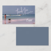 レトロインスパイアの女の子と犬のビーチあり 名刺 (正面/裏面)