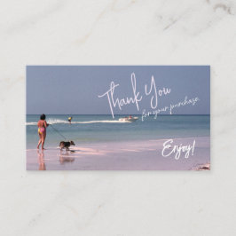 レトロインスパイアの女の子と犬のビーチあり 名刺