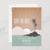 レトロインスパイアアイラムビーチ結婚式保存日付 案内ポストカード (正面/裏面)