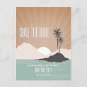 レトロインスパイアアイラムビーチ結婚式保存日付 案内ポストカード (正面)