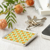 レトロインスパイアオレンジグリーンとイエローパターン キーホルダー (側面)