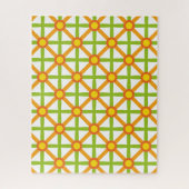 レトロインスパイアオレンジグリーンとイエローパターン ジグソーパズル (縦)