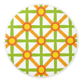 レトロインスパイアオレンジグリーンとイエローパターン セラミックノブ