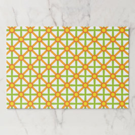 レトロインスパイアオレンジグリーンとイエローパターン ペーパーパッド