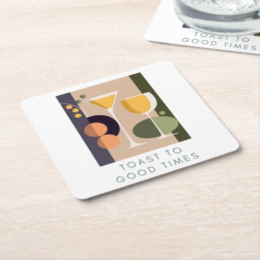 レトロインスパイアカクテルコースター スクエアペーパーコースター (アングル)