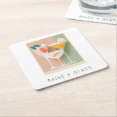 レトロインスパイアカクテルコースター スクエアペーパーコースター (アングル)