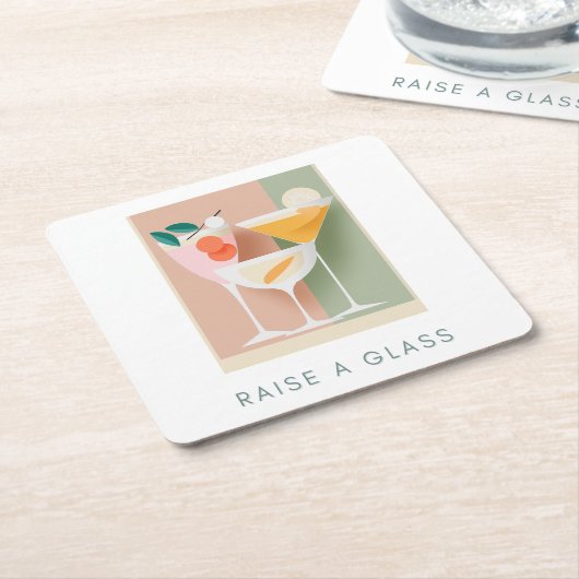 レトロインスパイアカクテルコースター スクエアペーパーコースター (アングル)