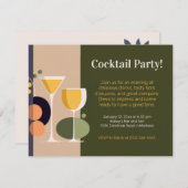 レトロインスパイアカクテルパーティの招待状 案内状 (正面/裏面)
