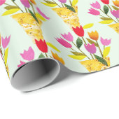 レトロインスパイアチューリップ図解入りの、写真付きのハンドセンチュリー ラッピングペーパー (ロールコーナー)