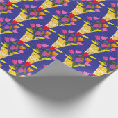 レトロインスパイアチューリップ手で図解入りの、写真付きのかわいいはっきりした ラッピングペーパー (角)