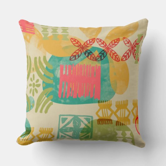 レトロインスパイアハワイアンプリントパターン クッション (正面)