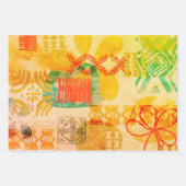 レトロインスパイアハワイアンプリントパターン ラッピングペーパーシート (正面3)