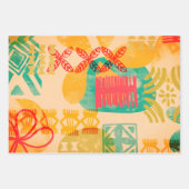 レトロインスパイアハワイアンプリントパターン ラッピングペーパーシート (正面2)