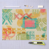 レトロインスパイアハワイアンプリントパターン 薄葉紙 (クラフト)