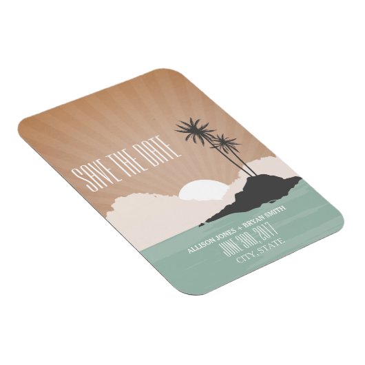 レトロインスパイアビーチ結婚式日付磁石を保存 マグネット (右側)