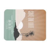 レトロインスパイアビーチ結婚式日付磁石を保存 マグネット (横)