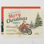 レトロインスパイアメリークリスマスパーティーカード 招待状 (正面/裏面)