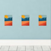 レトロインスパイアーマウンテンアート – 赤と青の風光明媚 (ウッドフロア)