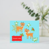 レトロインスパイア可愛いクリスマスプレゼント ポストカード (スタンド正面)