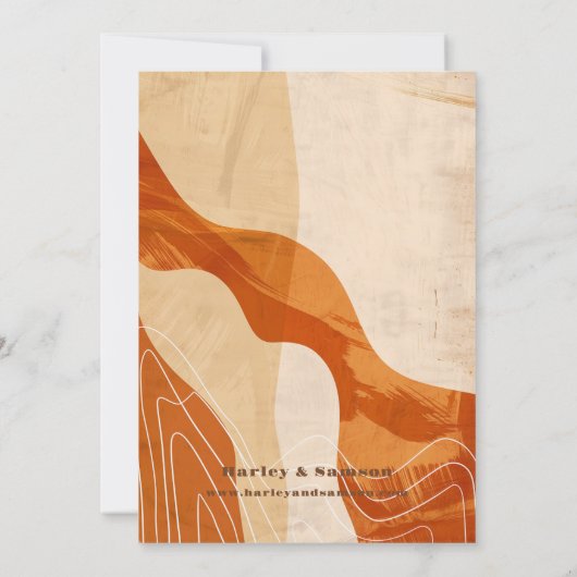 レトロインスパイアrsvpカード、焦げたオレンジ色のデザイン 招待状 (裏面)