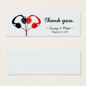 レトロインディヘッドフォン結婚ハートの赤と黒 (正面&裏面)