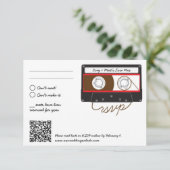 レトロインディミキ結婚ステープの赤、黒、白 出欠カード (スタンド正面)