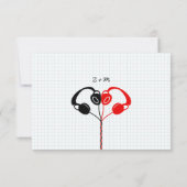 レトロインディミキ結婚ステープの赤、黒、白 出欠カード (裏面)