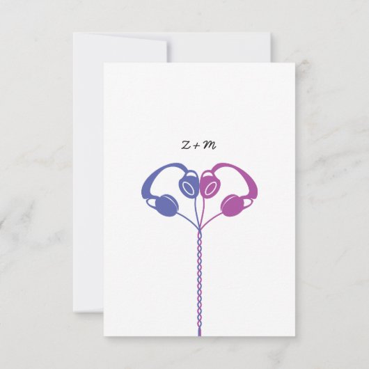 レトロインディMixtape結婚の(紫/青) 出欠カード (裏面)