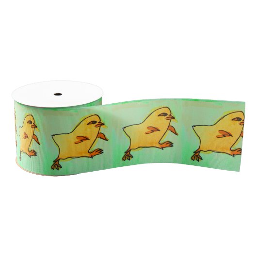 レトロイースターアートかわいいイースターイエローチックス グログランリボン (リール)