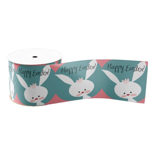 レトロイースターアートかわいい漫画バニーハッピーイースター グログランリボン (リール)