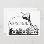 レトロイースターエッグとシックスの着色 シーズンポストカード (正面/裏面)